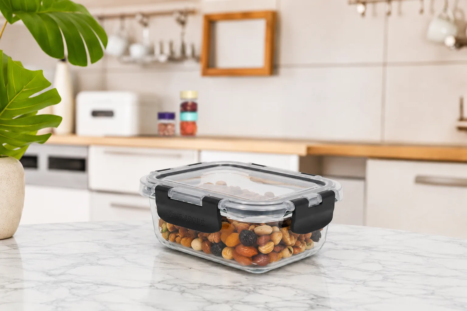 SAFE&SERVE No.1 Dikdörtgen Kilitli Cam Saklama Kabı – 370 ml