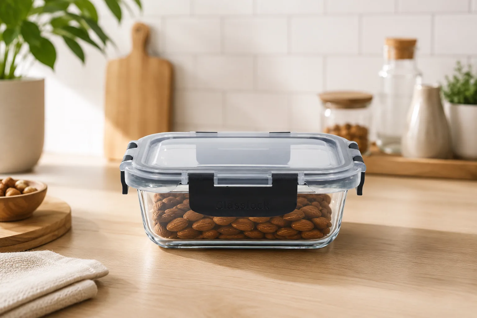 SAFE&SERVE No.2 Dikdörtgen Kilitli Cam Saklama Kabı – 640 ml